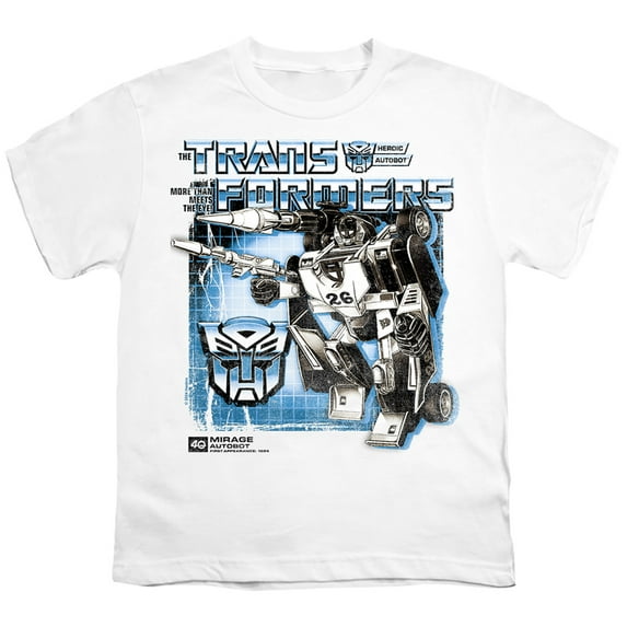 Transformers 40th Anniversary Mirage Box Unisex Youth T Shirt, White, X-Large