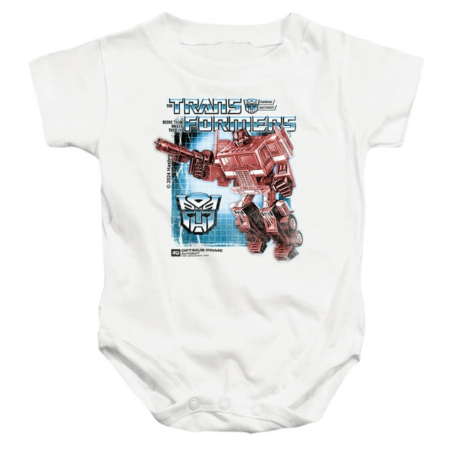 Transformers 40th Anniversary Optimus Prime Box Unisex Infant Snap Suit for Baby, White, Small