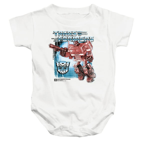 Transformers 40th Anniversary Optimus Prime Box Unisex Infant Snap Suit for Baby, White, X-Large