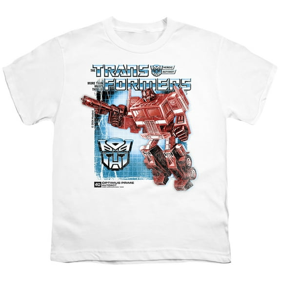 Transformers 40th Anniversary Optimus Prime Box Unisex Youth T Shirt, White, X-Small