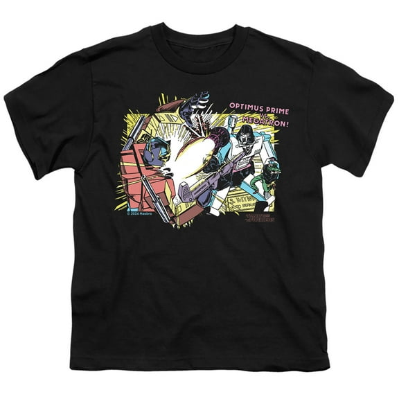 Transformers 40th Anniversary Optimus vs Megatron Unisex Youth T Shirt, Black, Medium