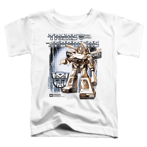 Transformers 40th Anniversary Prowl Box Kids T Shirt (Small) for Youth Toddler Boys and Girls, White