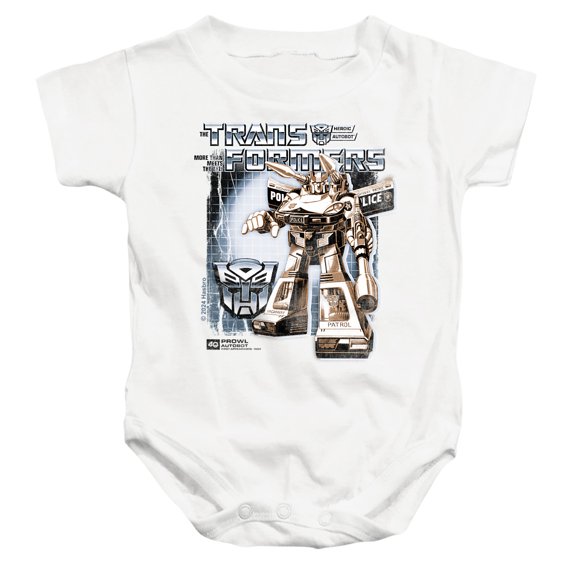 Transformers 40th Anniversary Prowl Box Unisex Infant Snap Suit for Baby, White, Large