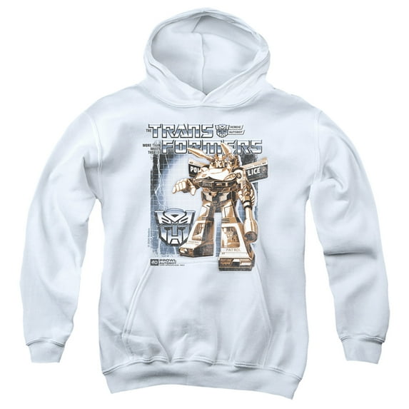 Transformers 40th Anniversary Prowl Box Youth Kids Boy/Girls Pull-Over Hoodie, White, X-Large