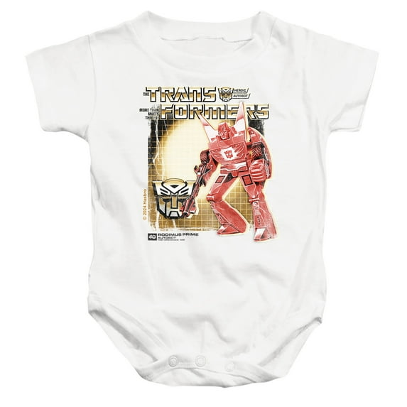 Transformers 40th Anniversary Rodimus Prime Box Unisex Infant Snap Suit for Baby, White, Medium