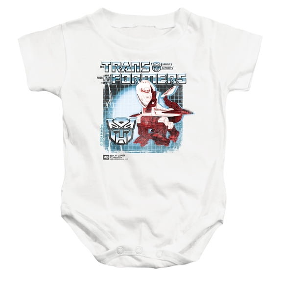 Transformers 40th Anniversary Sky Linx Box Unisex Infant Snap Suit for Baby, White, Small