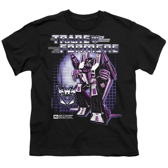 Transformers 40th Anniversary Skywarp Box Unisex Youth T Shirt, Black, X-Large