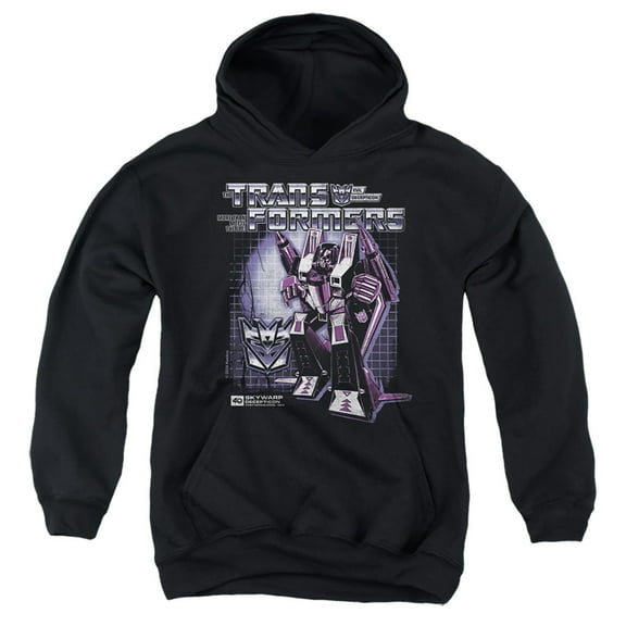Transformers 40th Anniversary Skywarp Box Youth Kids Boy/Girls Pull-Over Hoodie, Black, X-Large