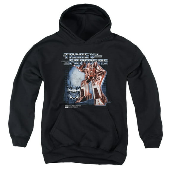Transformers 40th Anniversary Starscream Box Youth Kids Boy/Girls Pull-Over Hoodie, Black, Medium
