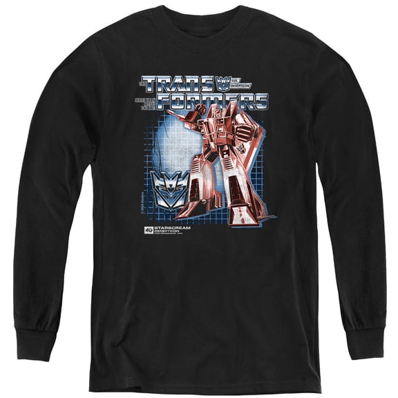 Transformers 40th Anniversary Starscream Box Youth Long Sleeve T Shirt, Black, Large