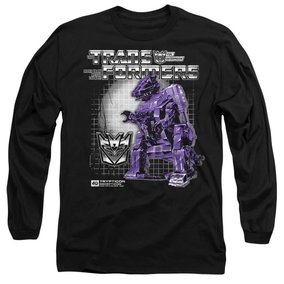 Transformers 40th Anniversary Trypticon Box Unisex Adult Long-Sleeve T Shirt, Black, 2X-Large