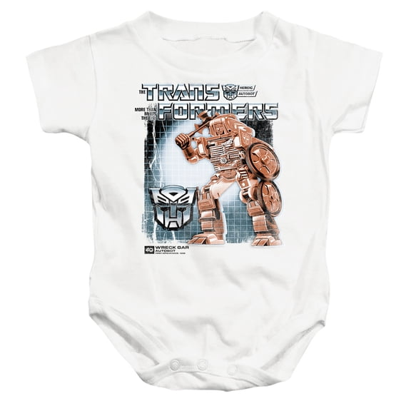 Transformers 40th Anniversary Wreck Gar Box Unisex Infant Snap Suit for Baby, White, Small