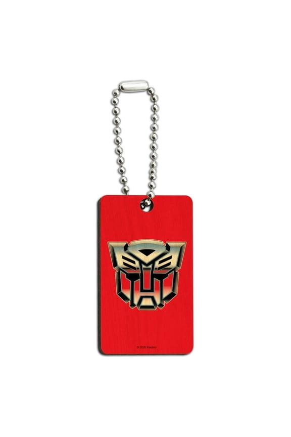Transformers Autobot Symbol Retro Wood Wooden Rectangle Keychain Key Ring