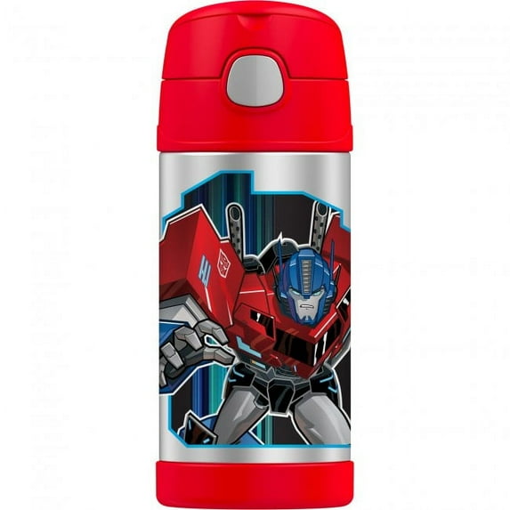 Transformers Autobots Thermos Funtainer 12oz Cold Drink Bottle w/Straw Kids Fun