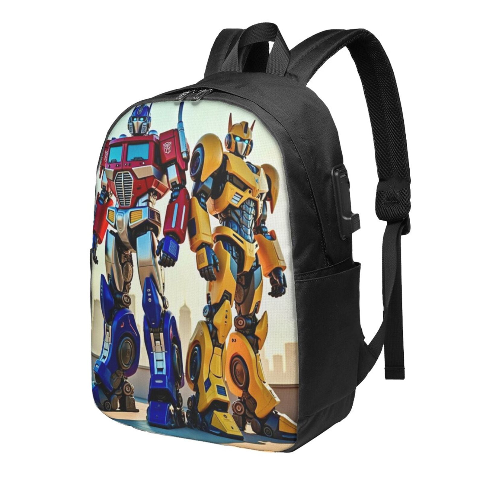 Transformers Backpack Cartoon 17 Inch Laptop Bags Bookbag with USB