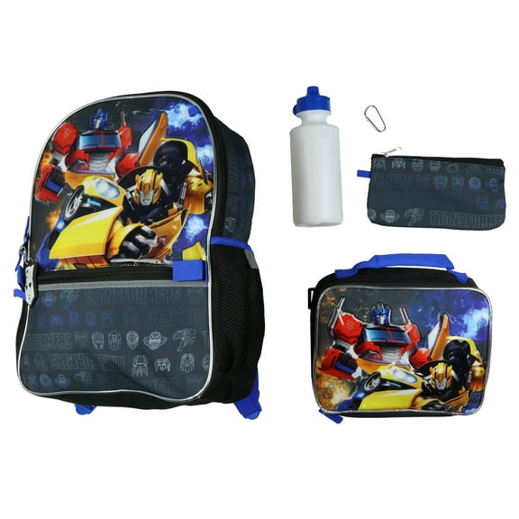 Transformers Backpack Optimus Prime and Bumblebee 5 Piece Tote Bag Set 16"