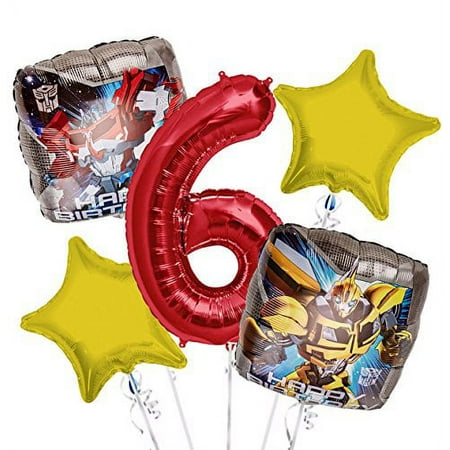 Transformers Balloon Bouquet 6th Birthday 5 pcs - Party Supplies