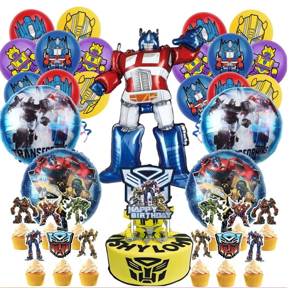 Transformers Balloons Cake Topper Party Supplies Birthday Set Decorations Kit Fans