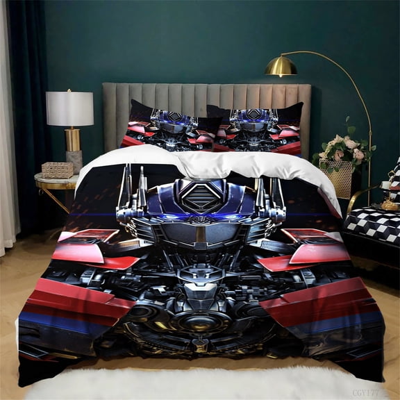Transformers Bedding Set Bumblebee Optimus Prime Duvet Cover Set 3 Pieces Soft Comfortable Quilt Cover with Pillow Sham