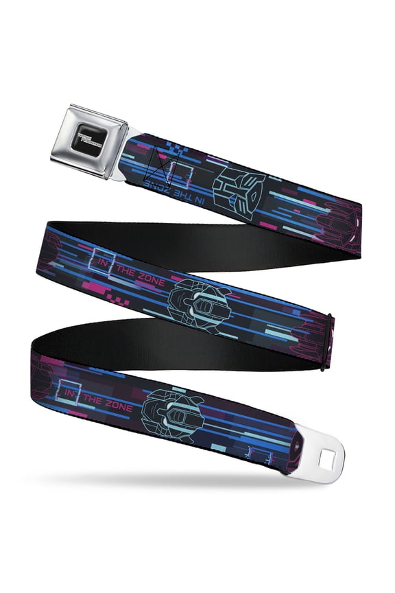 Transformers Belt, Seatbelt Buckle Belt, Transformers Autobots In The Zone Icons Blues Reds, Youth 22 to 32 Inches