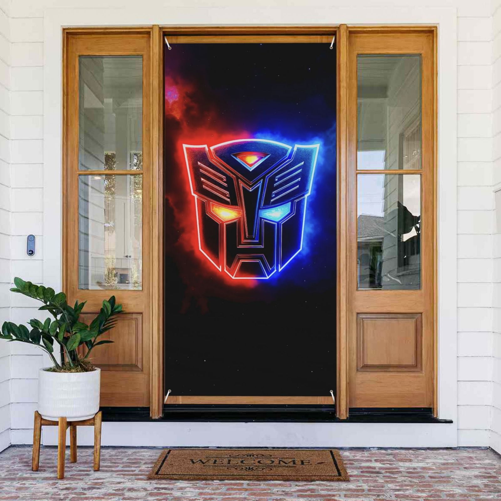 Transformers Birthday Party Door Banner Decorative For Front Door Walls Windows Poster Movie Game Anime,35.4 X 72.8