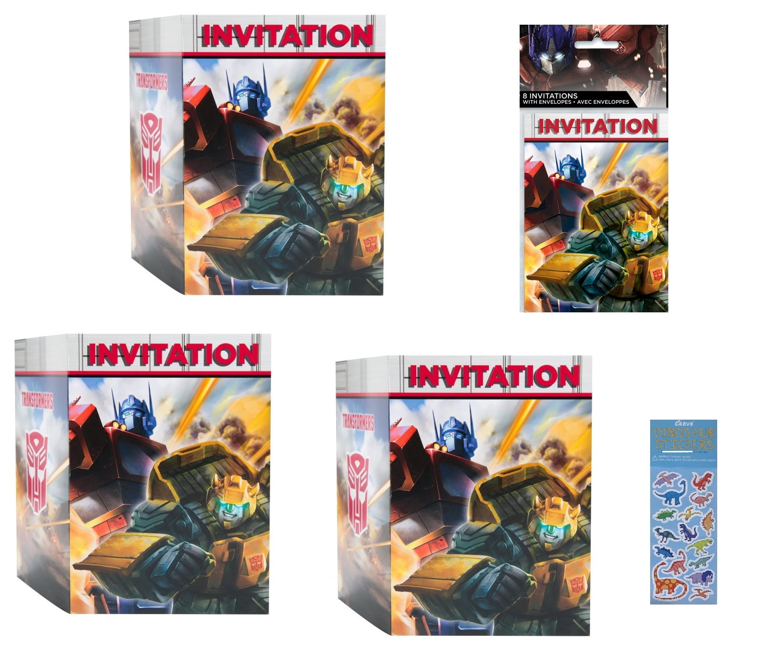 Transformers Birthday Party Supplies Bundle Pack includes 24 Party  Invitations with Envelopes - Walmart.com, image size:1502x1320