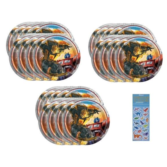 Transformers Birthday Party Supplies Bundle includes Dessert Cake Paper Plates - 24 Count