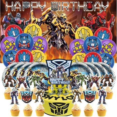 Transformer Birthday Party Supplies Balloons Plates Decoration Cake Topper Decor Tableware Banner Backdrop