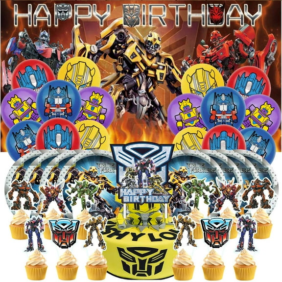 Transformer Birthday Party Supplies Balloons Plates Decoration Cake Topper Decor Tableware Banner Backdrop
