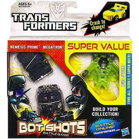 Transformers Bot Shots Nemesis Prime, Megatron & Acid Storm Action Figure, 3 Pack