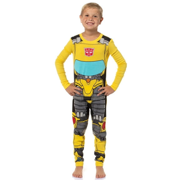 Transformers Boy's 2 Piece Sleepwear Bumblebee Character Tight Fit Long Sleeve Loungewear Sleep Pajama Set