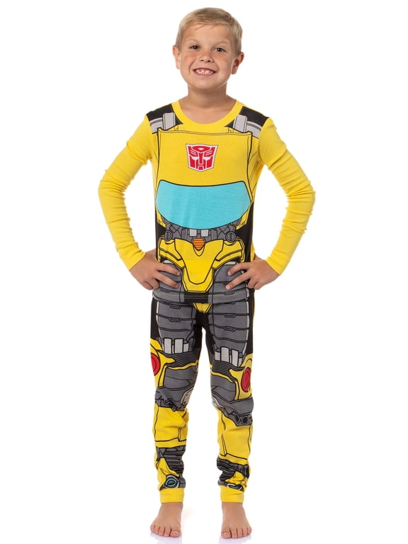 Transformers Pajamas Boy's Tight Fit Long Sleeve Sleep Pajama Set Loungewear - Optimus Prime Bumblebee