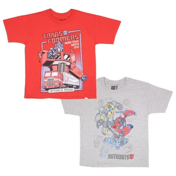 Transformers Boy's Graphic Print T-Shirt 2-Pack - Short Sleeve Tees Bundle for Kids (Size 4-14)