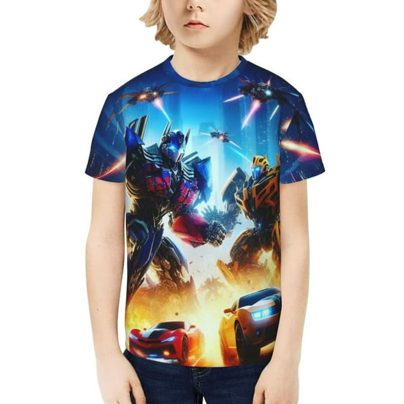 Transformers Boys Girls Teens T Shirt Graphic Print Casual Short Sleeve Funny Top Tees Shirt for Youth Kids