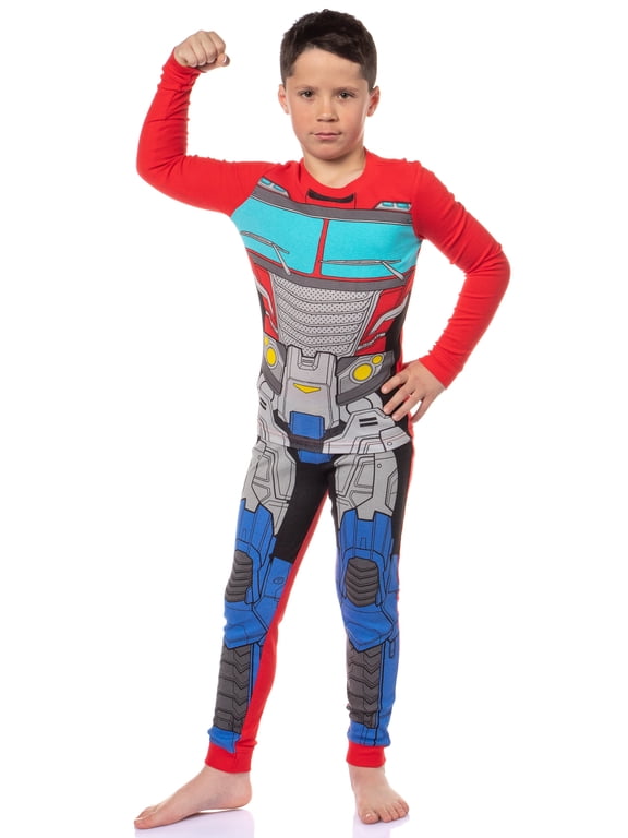 Transformers Pajamas Boy's Tight Fit Long Sleeve Sleep Pajama Set Loungewear - Optimus Prime Bumblebee