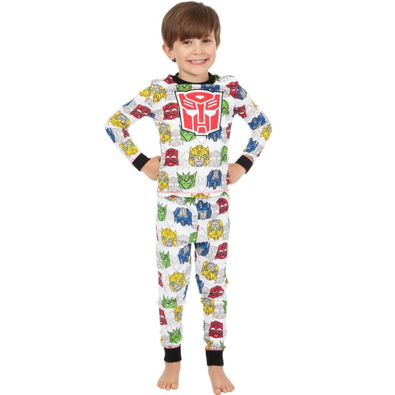 Transformers Boys Print Pajamas White Sizes 4-10