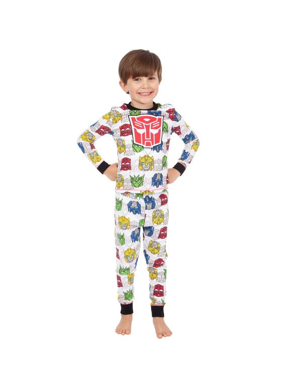 Boys Print Pajamas White Sizes 4-10