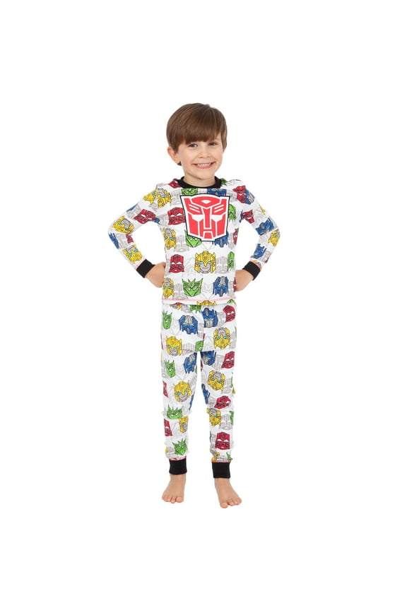 Boys Print Pajamas White Sizes 4-10