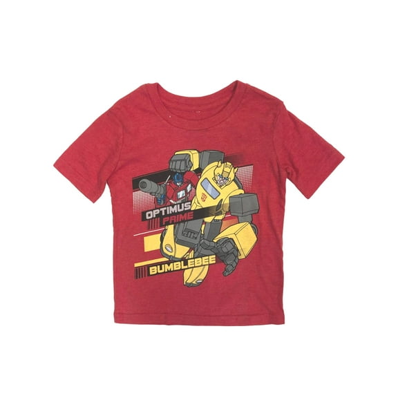 Transformers Boys Red Short Sleeve Optimums Prime & Bumblebee Shirt T-Shirt 5