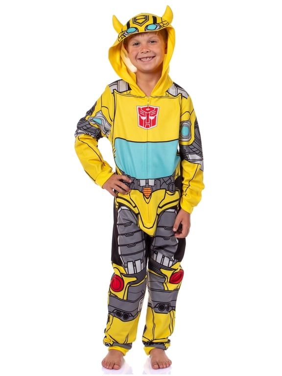 Transformers Boys' Union Suit One Piece Hooded Pajama - Optimus Prime and Bumblebee