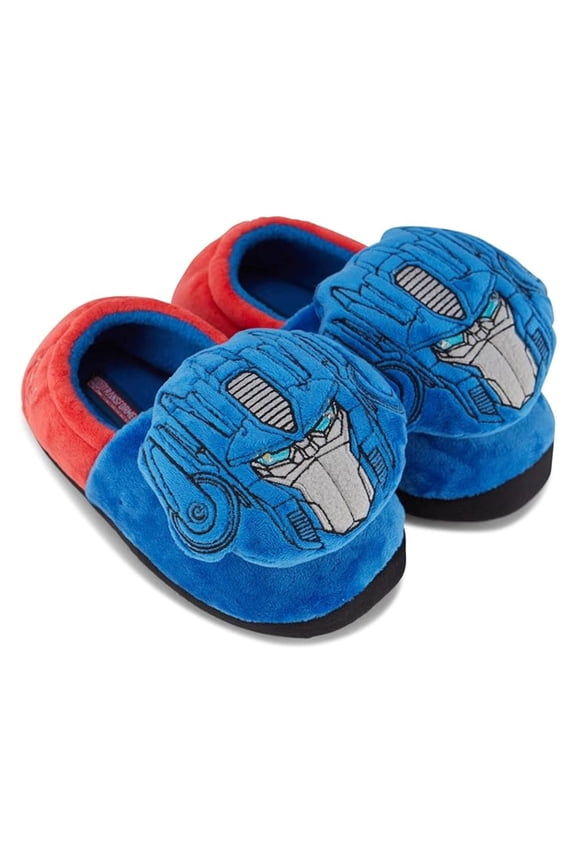 Boys Slippers, Squishy 3D Plush Optimus Prime Indoor Slippers Royal Red - 4/5