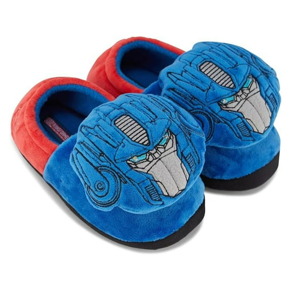 Transformers Boys Slippers, Squishy 3D Plush Optimus Prime Indoor Slippers Royal Red - 13/14