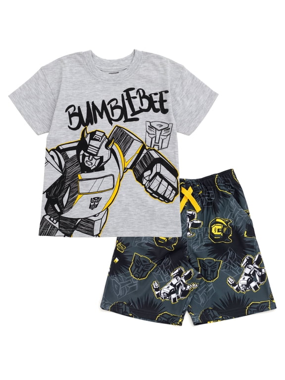 Bumblebee Big Boys Drop Shoulder T-Shirt and Shorts Outfit Set Gray 10-12