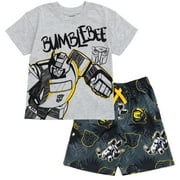 Transformers Bumblebee Little Boys Drop Shoulder T-Shirt and Shorts Outfit Set Gray 5