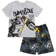 Transformers Bumblebee Little Boys Drop Shoulder T-Shirt and Shorts Outfit Set Gray 6