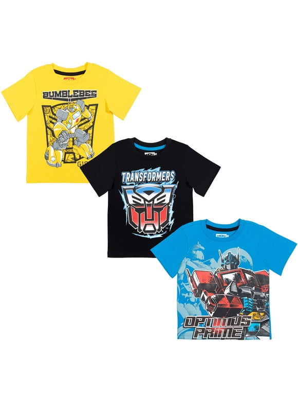 Transformers Bumblebee Optimus Prime Little Boys 3 Pack T-Shirts Toddler to Big Kid