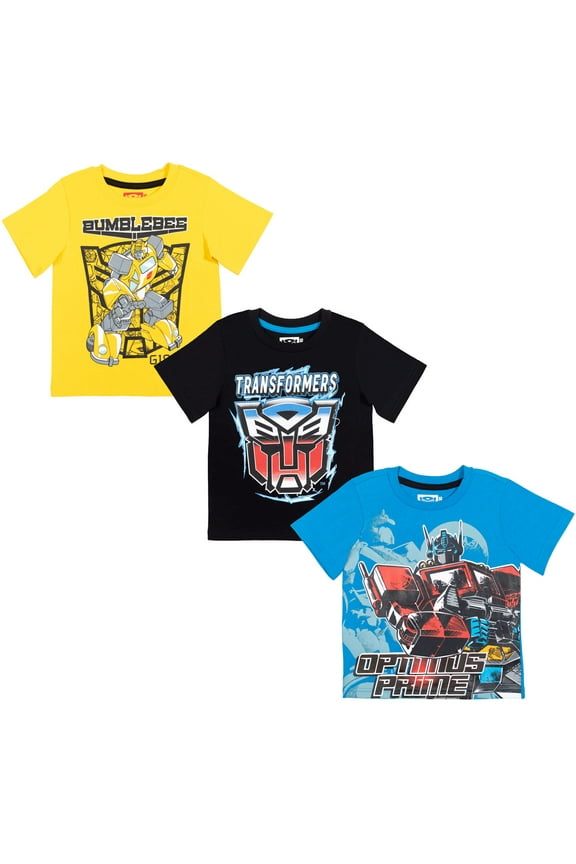 Bumblebee Optimus Prime Little Boys 3 Pack T-Shirts Toddler to Big Kid
