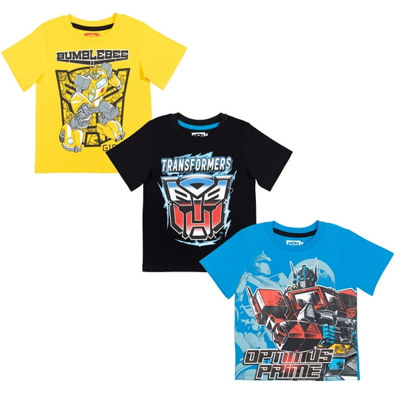 Transformers Bumblebee Optimus Prime Little Boys 3 Pack T-Shirts Toddler to Big Kid