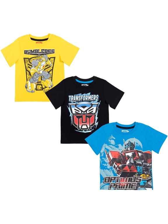 Little Boys' 3-Pack T-Shirts Yellow Blue Black