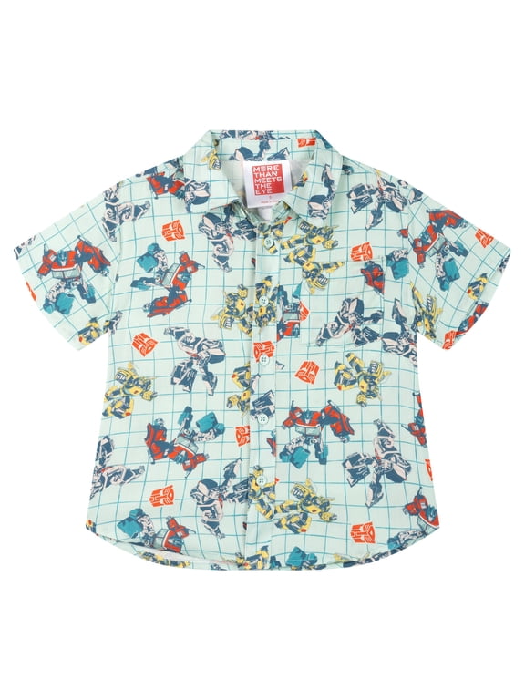 Bumblebee Optimus Prime Megatron Hawaiian Button Down Shirt Toddler to Big Kid